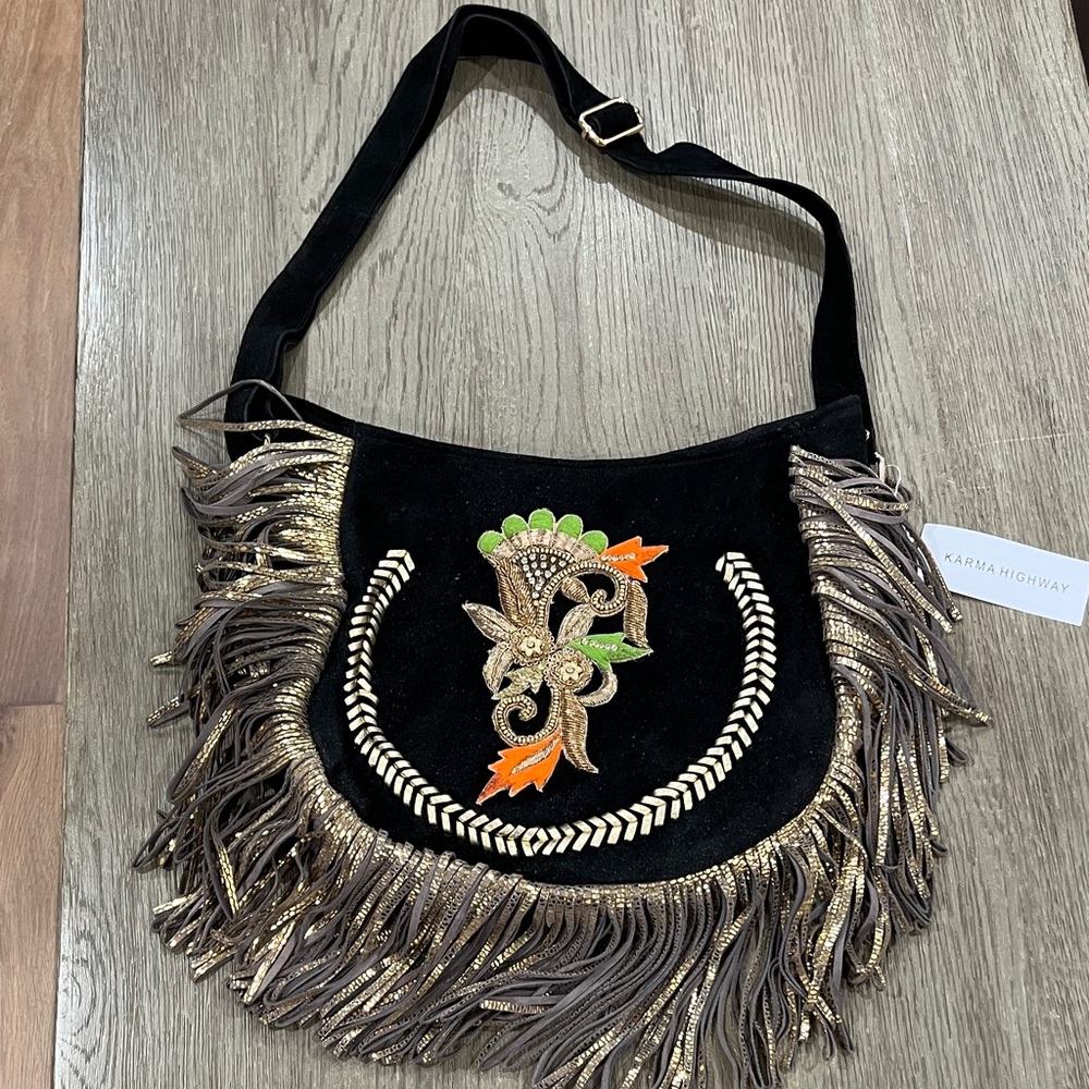 Karma Highway Black Suede Bag.